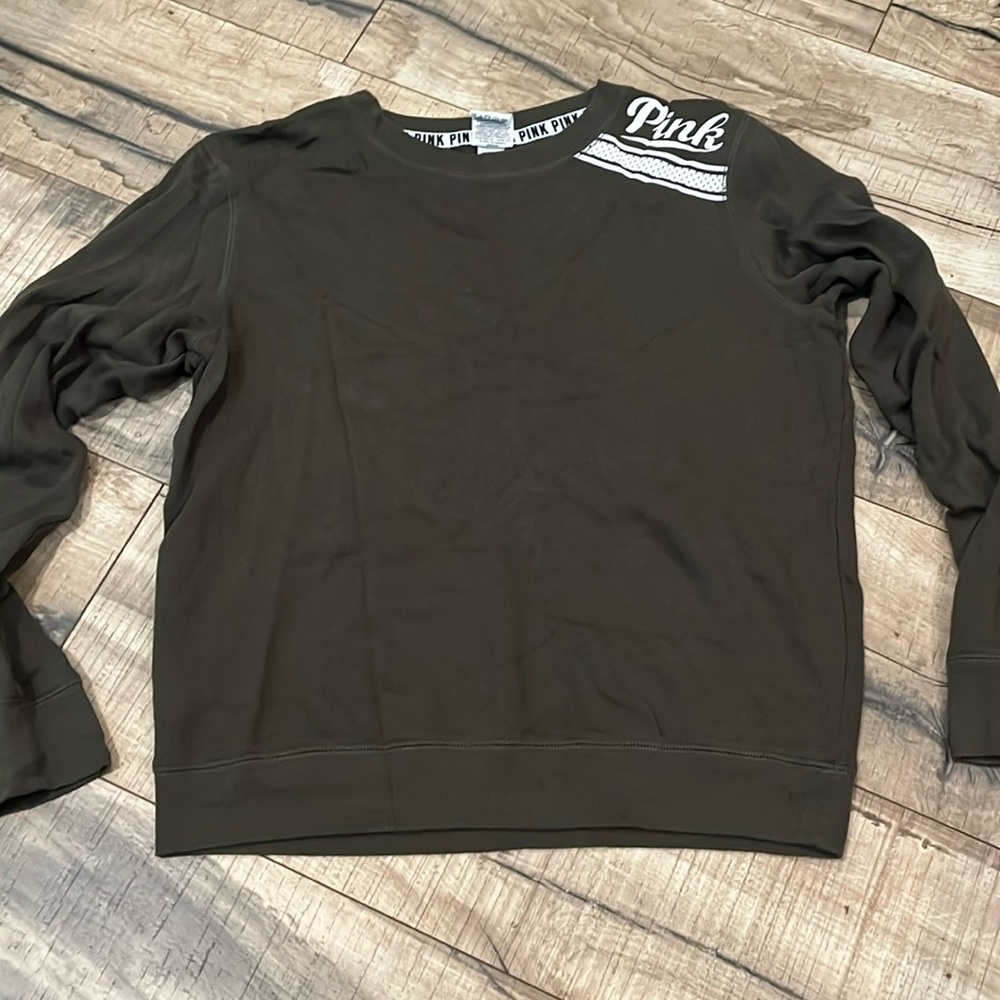 Olive Green Crew Neck Logo Sweatshirt